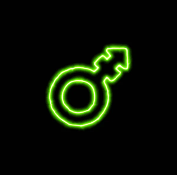Zöld neon szimbólum Mars körvonal — Stock Fotó