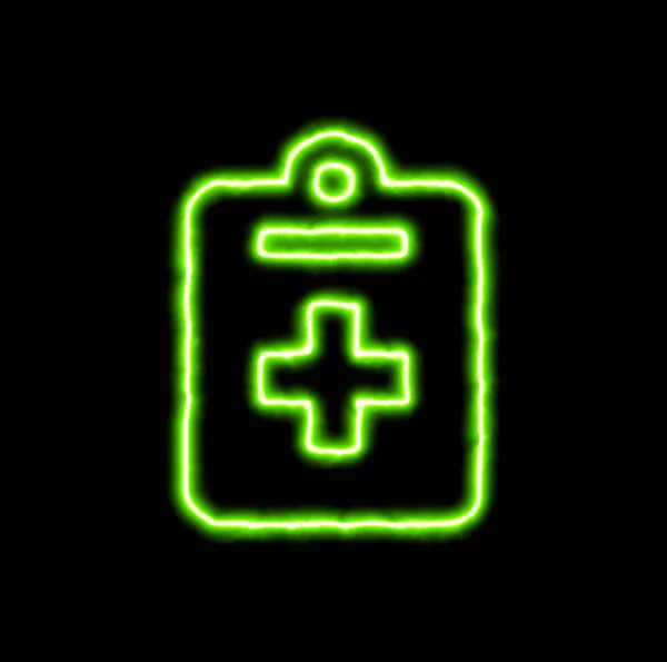 Zöld neon szimbólum megjegyzi, orvosi — Stock Fotó