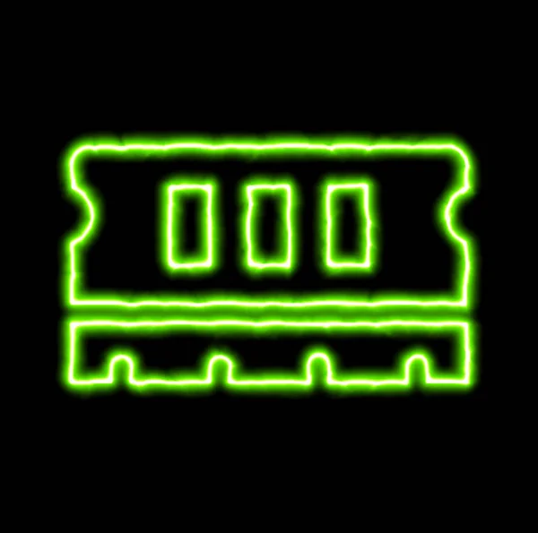Memória de símbolo de néon verde — Fotografia de Stock