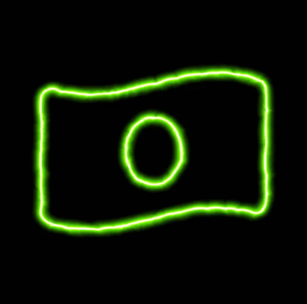 Grüne Neon-Symbol Geldschein Welle — Stockfoto