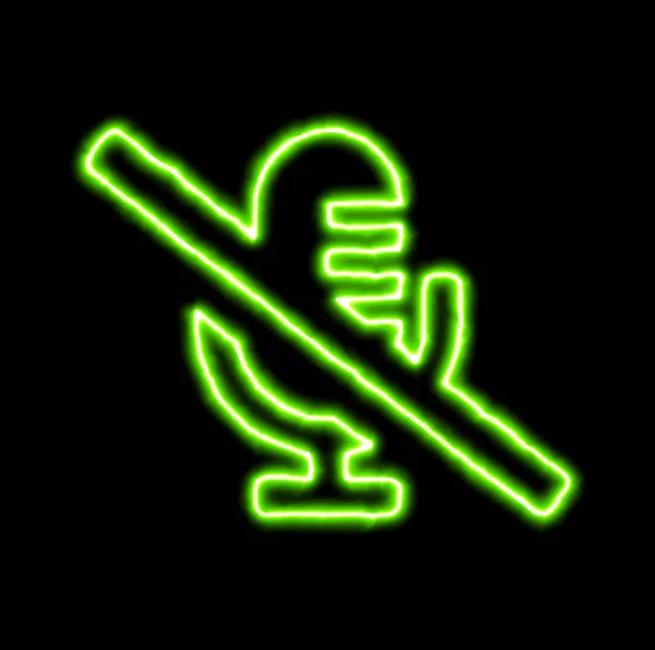 Vert néon symbole microphone barre oblique — Photo