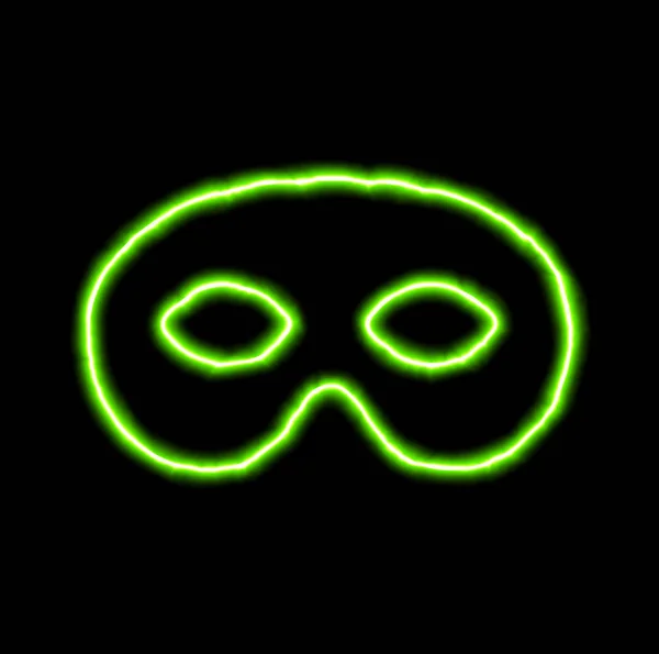 Máscara de símbolo de neón verde — Foto de Stock