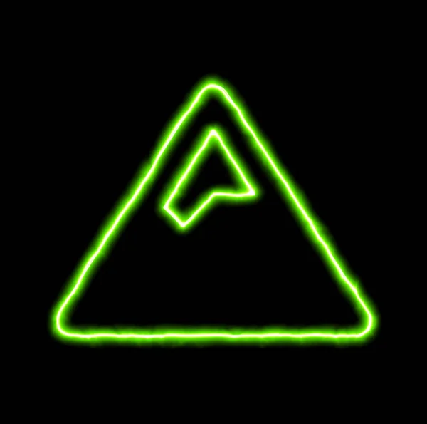 Grönt neonsymbol berg — Stockfoto