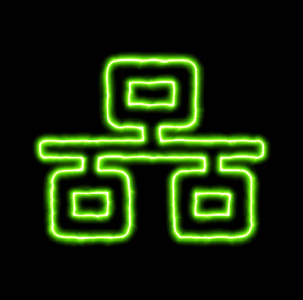 Green neon symbol network wired — Stock Photo, Image