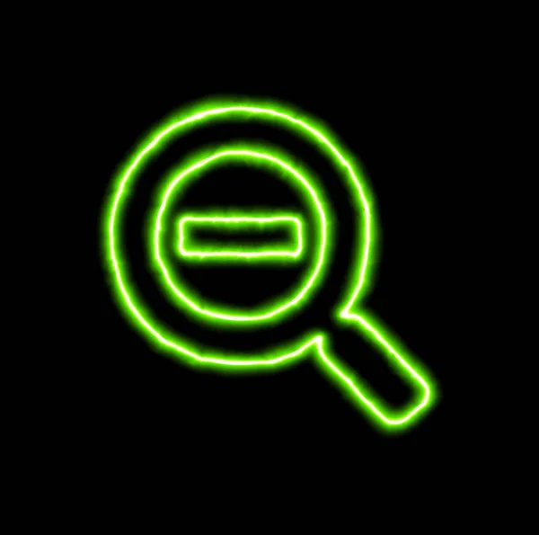 Yeşil Neon sembol arama eksi — Stok fotoğraf