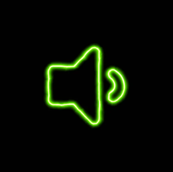 Verde neon símbolo volume para baixo — Fotografia de Stock