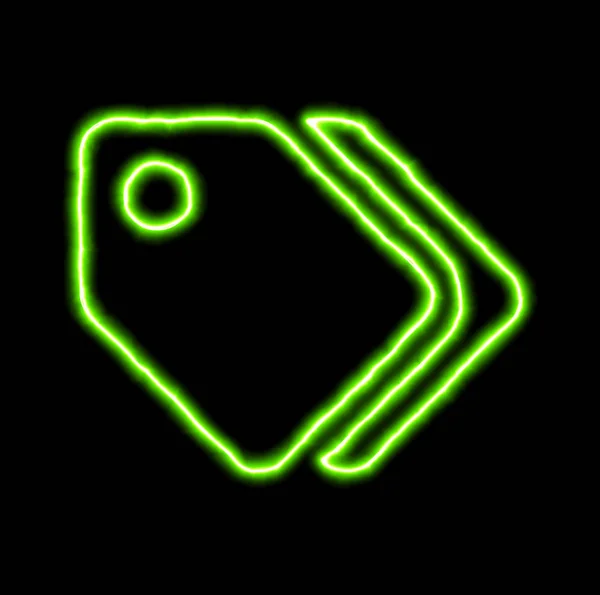 Tag simbolo neon verde — Foto Stock