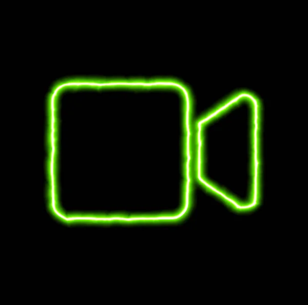 Зелений неоновий символ відео — стокове фото