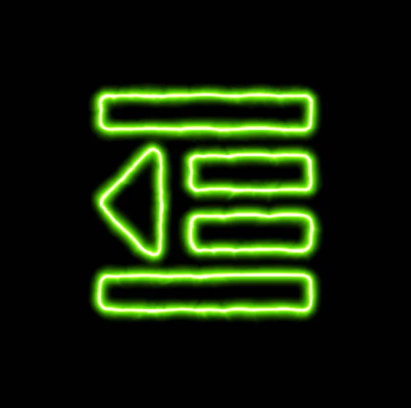Símbolo de néon verde outdent — Fotografia de Stock