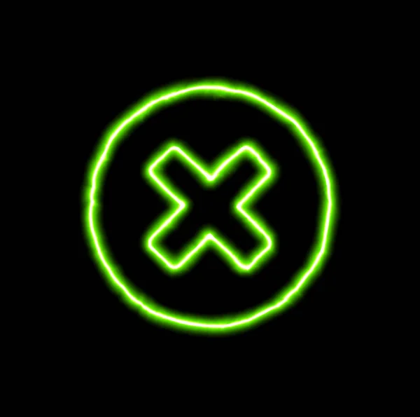 green neon symbol times circle