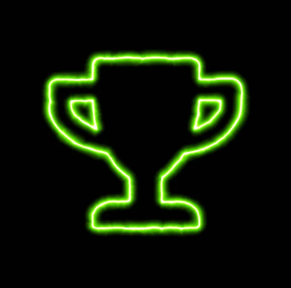 Green neon symbol trophy — Stock Photo, Image