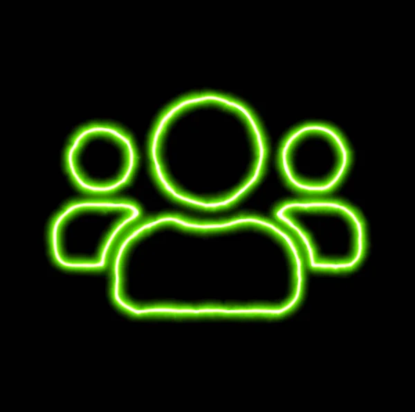 Usuários de símbolo de néon verde — Fotografia de Stock