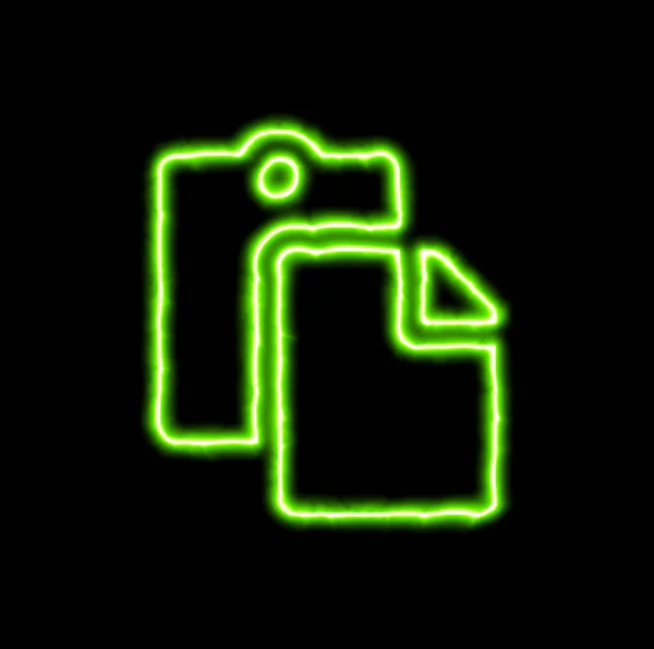 Groene neon symbool plakken — Stockfoto