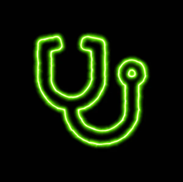 Zielony symbol Neon stetoskop — Zdjęcie stockowe