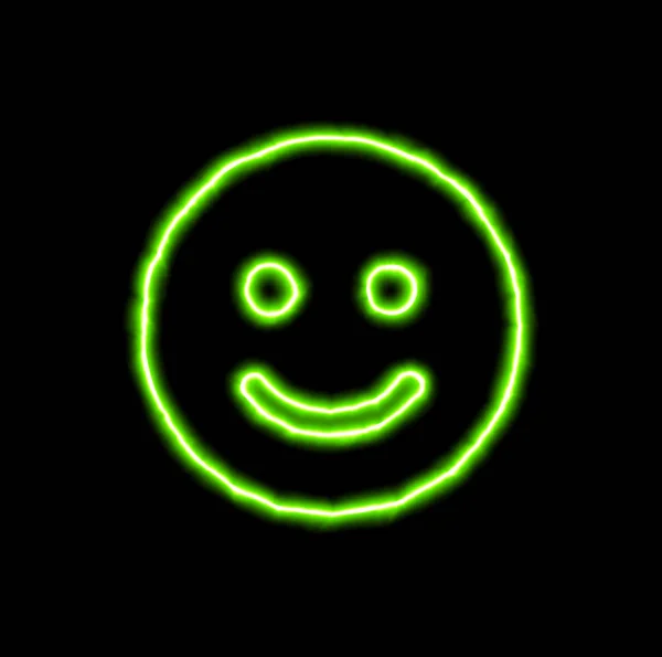 Green neon symbol smile — Stock Photo, Image