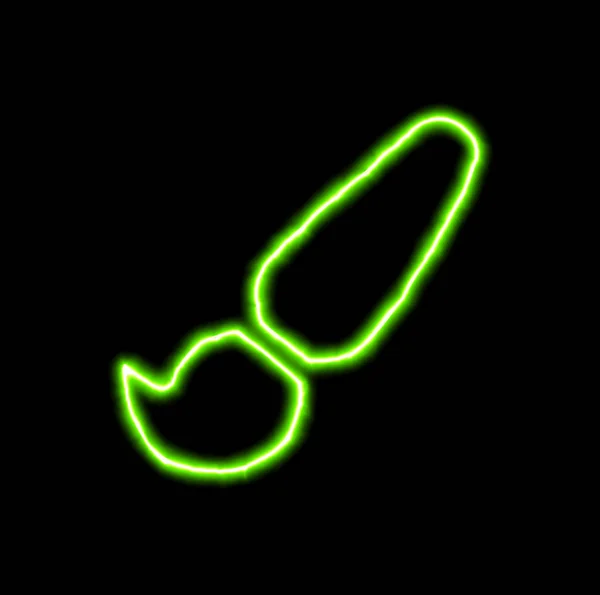 Grüner Pinsel mit Neonsymbol — Stockfoto