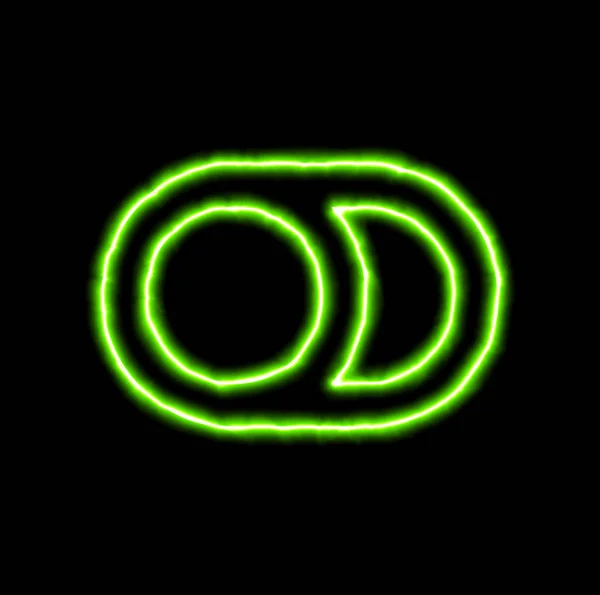 Zöld neon jelkép kikapcsol — Stock Fotó
