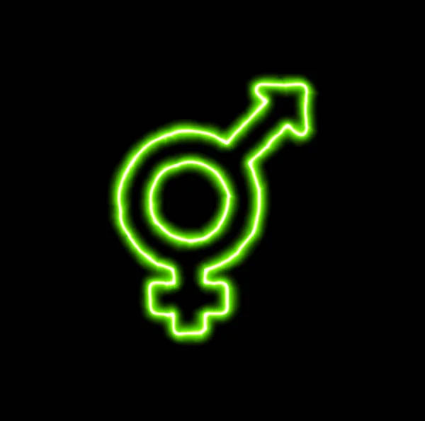 Green neon symbol transgender — Stock Photo, Image