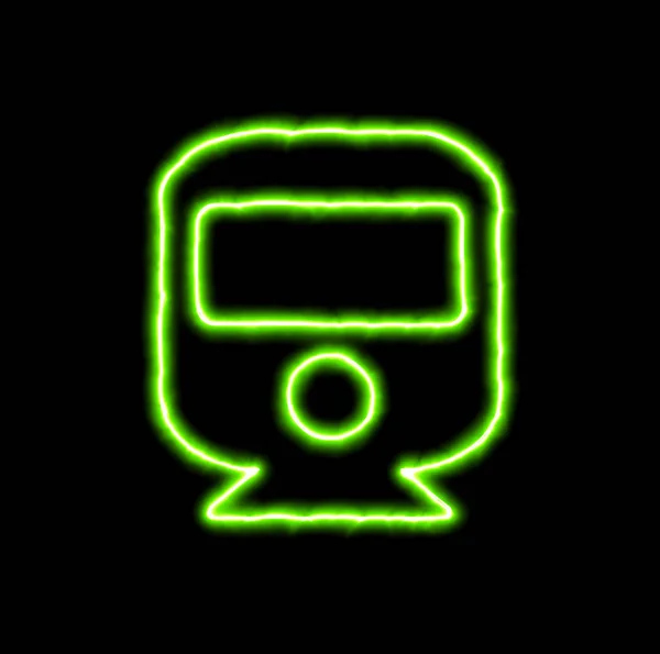 Yeşil Neon sembol Tren — Stok fotoğraf