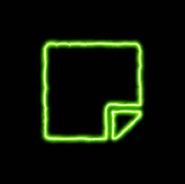 Verde neon símbolo nota pegajosa — Fotografia de Stock