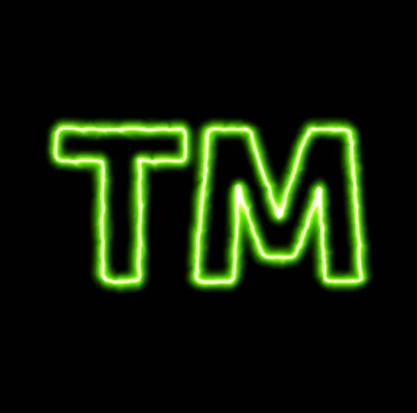 Zielony znak towarowy Neon symbol — Zdjęcie stockowe