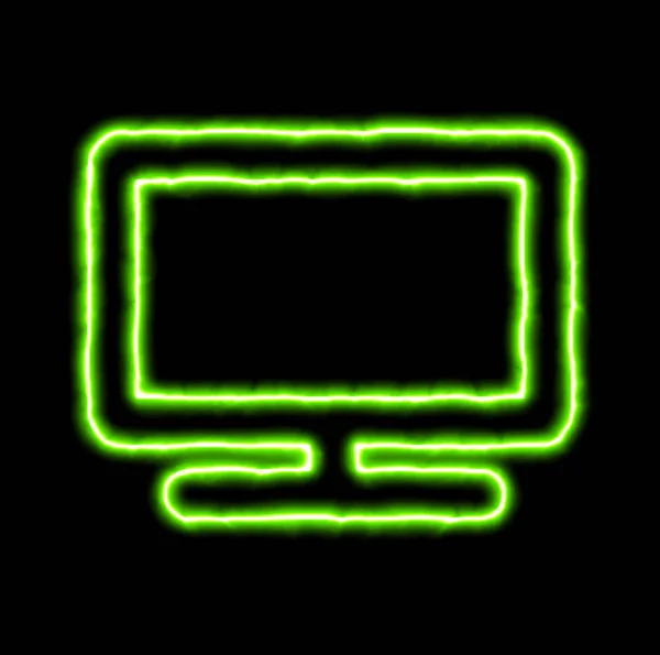 Groene neon symbool TV — Stockfoto