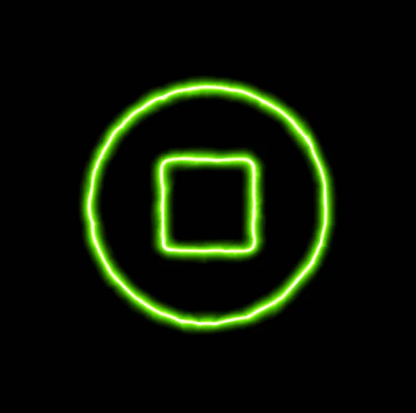 Zielony symbol przystanek Neon — Zdjęcie stockowe