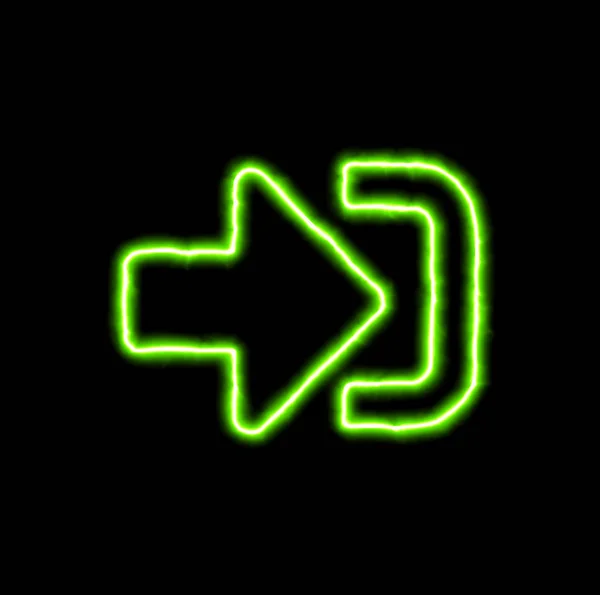 Green neon symbol sign enter (in) — Stock Photo, Image