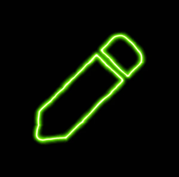Caneta símbolo de néon verde — Fotografia de Stock