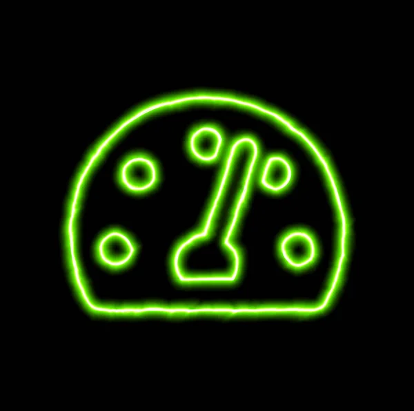 Groene neon symbool snelheidsmeter — Stockfoto
