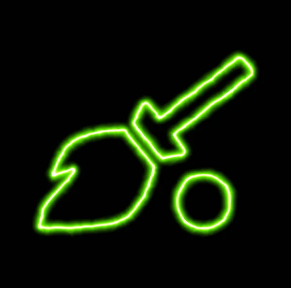 Green neon symbol broom — Stock Photo, Image