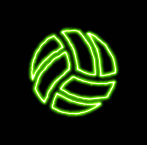 绿霓虹灯符号排球 — 图库照片