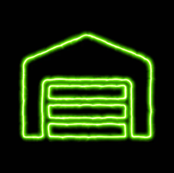 Zöld neon szimbólum raktár — Stock Fotó