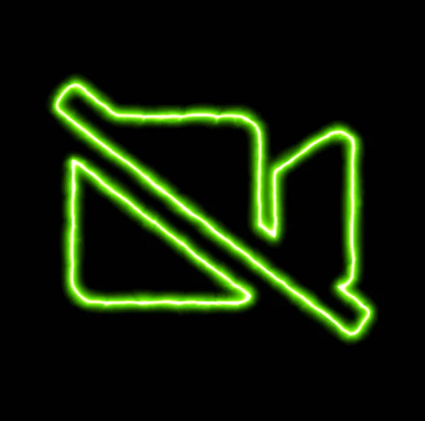 green neon symbol video slash