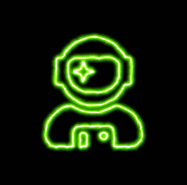 Astronauta zielony symbol Neon użytkownik — Zdjęcie stockowe
