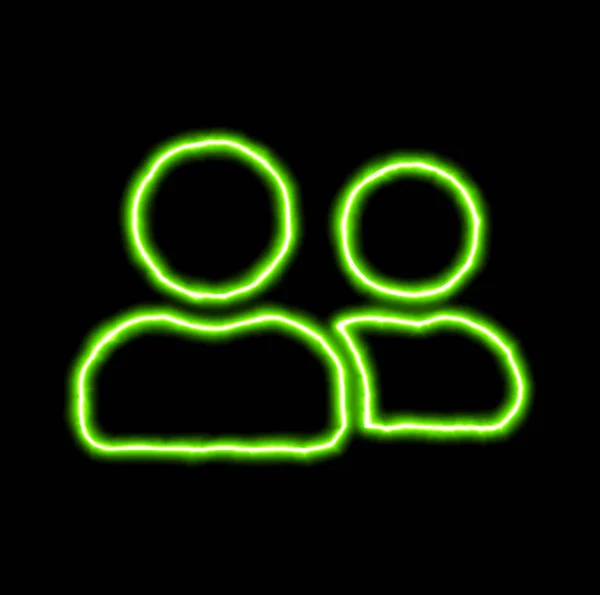 Gröna neonsymbol användar vänner — Stockfoto
