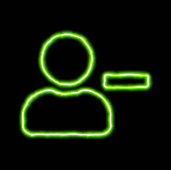 Green neon symbol user minus — Stock Photo, Image