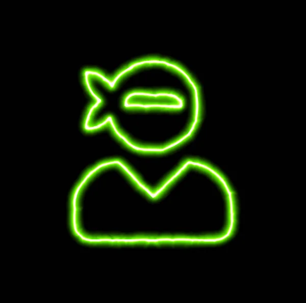 Zöld neon szimbólum felhasználó ninja — Stock Fotó