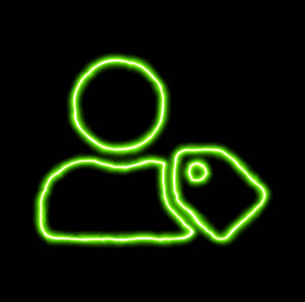 Tag utente simbolo neon verde — Foto Stock