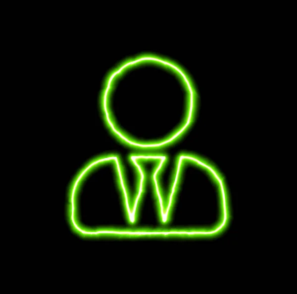 绿色霓虹灯符号用户领带 — 图库照片