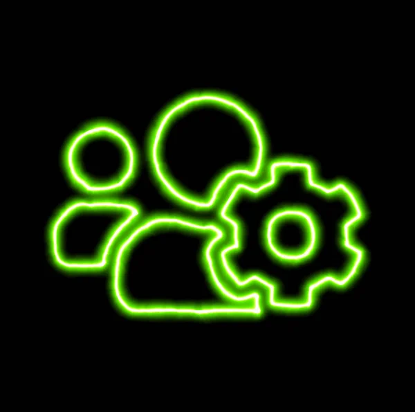 Green neon symbol users cog — Stock Photo, Image