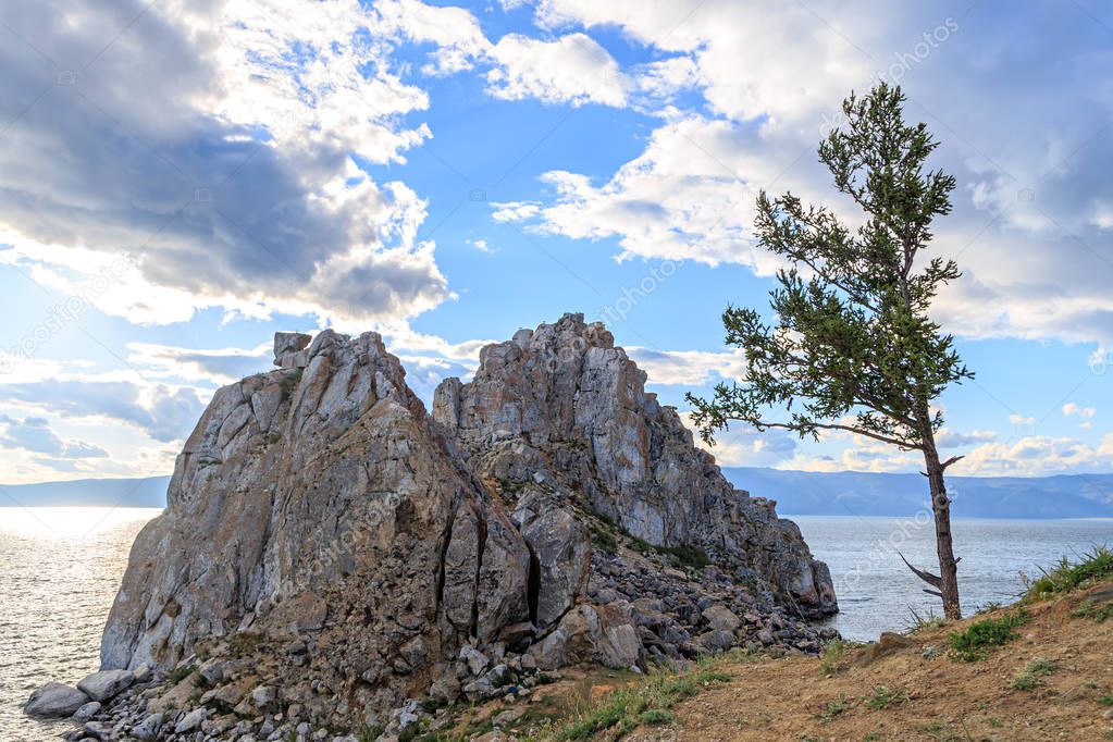 Russia, Lake Baikal. Olkhon Island. Shaman Rock. Bay 