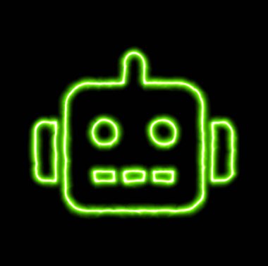 Yeşil Neon sembol robot 