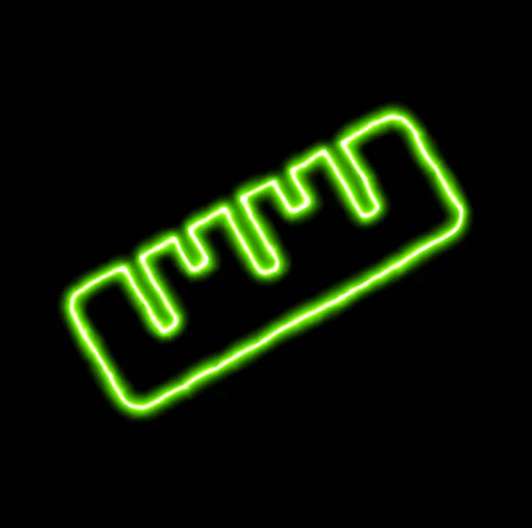 Régua de símbolo de néon verde — Fotografia de Stock