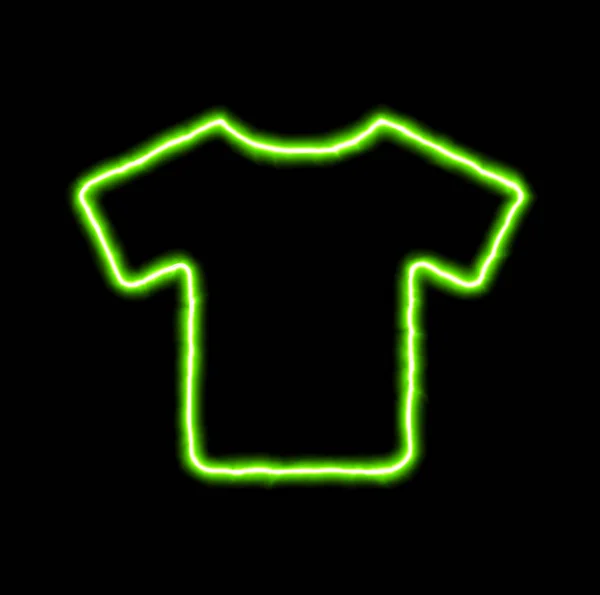 Зелений неоновий символ сорочка — стокове фото