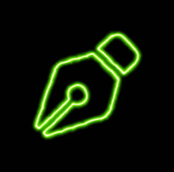 Zöld neon szimbólum toll NIB — Stock Fotó