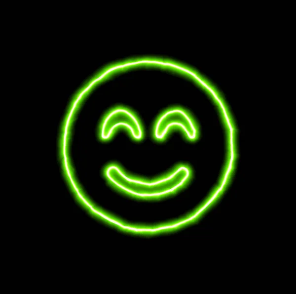 Feixe de sorriso símbolo de néon verde — Fotografia de Stock