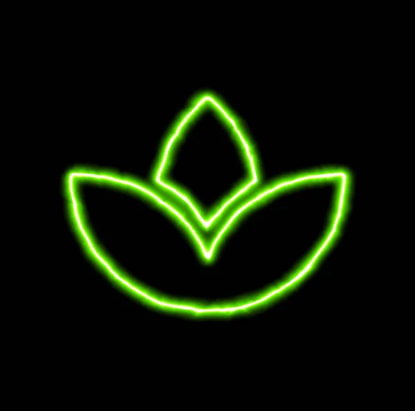 Lotos neonowy symbol zielony Spa — Zdjęcie stockowe