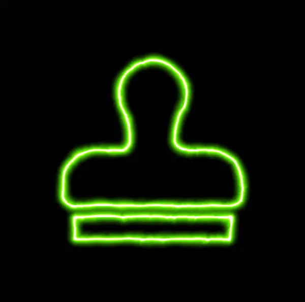 Selo de símbolo de néon verde — Fotografia de Stock