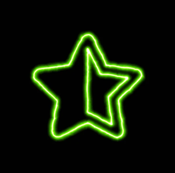 Green neon symbol star half — Stock Photo, Image